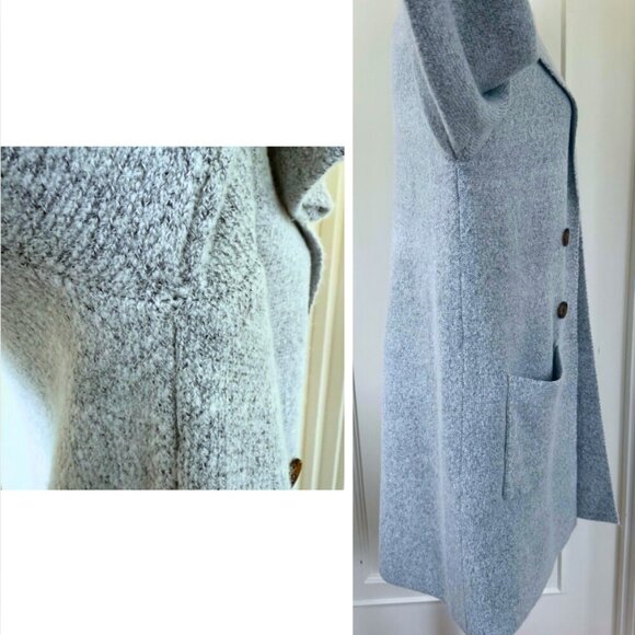 PINK CLOVER Grey Long Cardigan Coatigan Size M - Picture 6 of 14